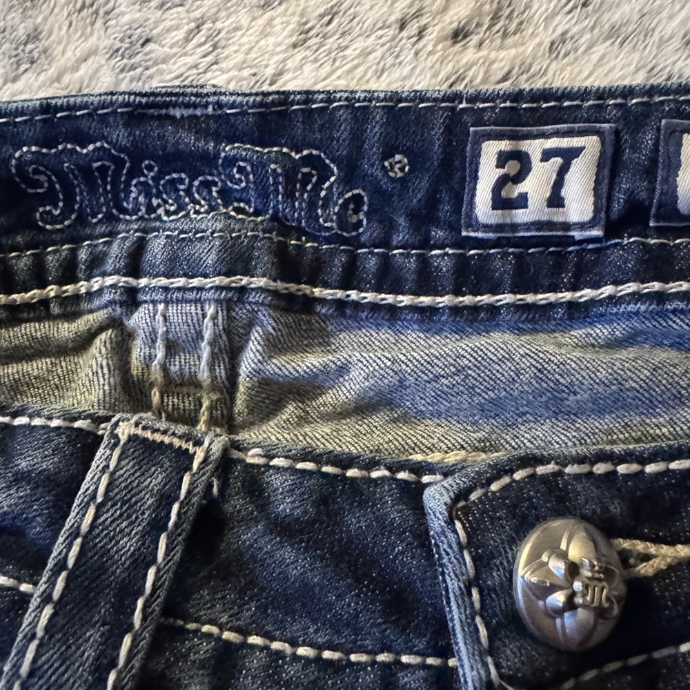 Miss Me Women's Blue Flared Jeans bootcut Sz 27 (size 4) concert festival biker - Picture 9 of 11